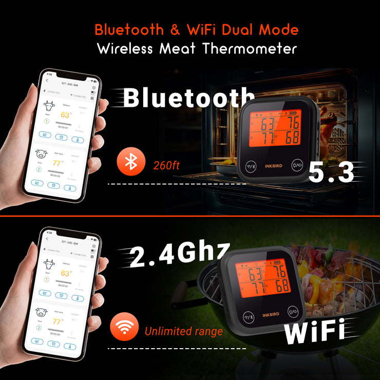 מד חום 4 פרובים INKBIRD WIFI / BLUETOOTH